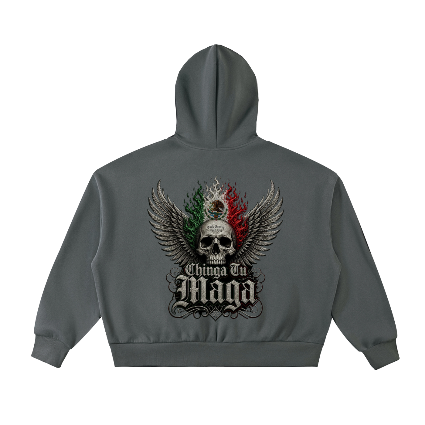Chinga tu Maga Fleeced Full-Zip Boxy Hoodie
