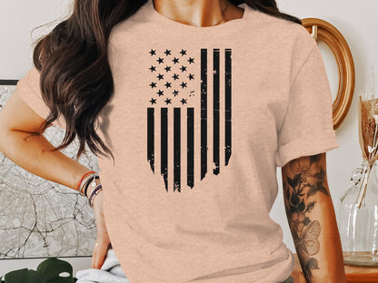 Distinctive American Flag Design Graphic T-shirt product type