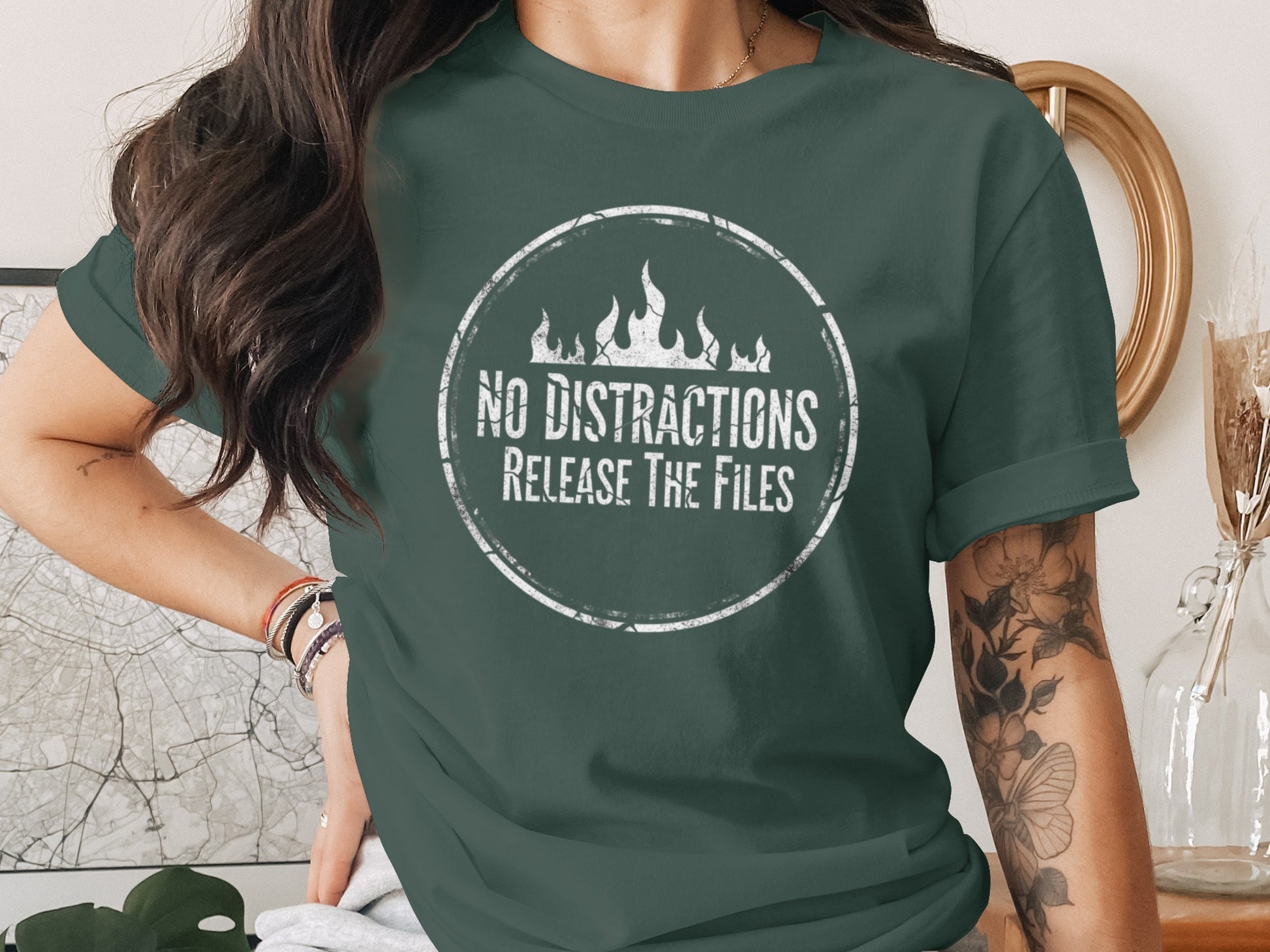 No Distractions Release The Files Graphic T-Shirt