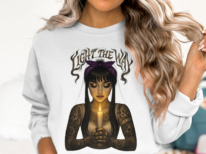 Light the Way Candle Tattoo Art Graphic Sweatshirt product