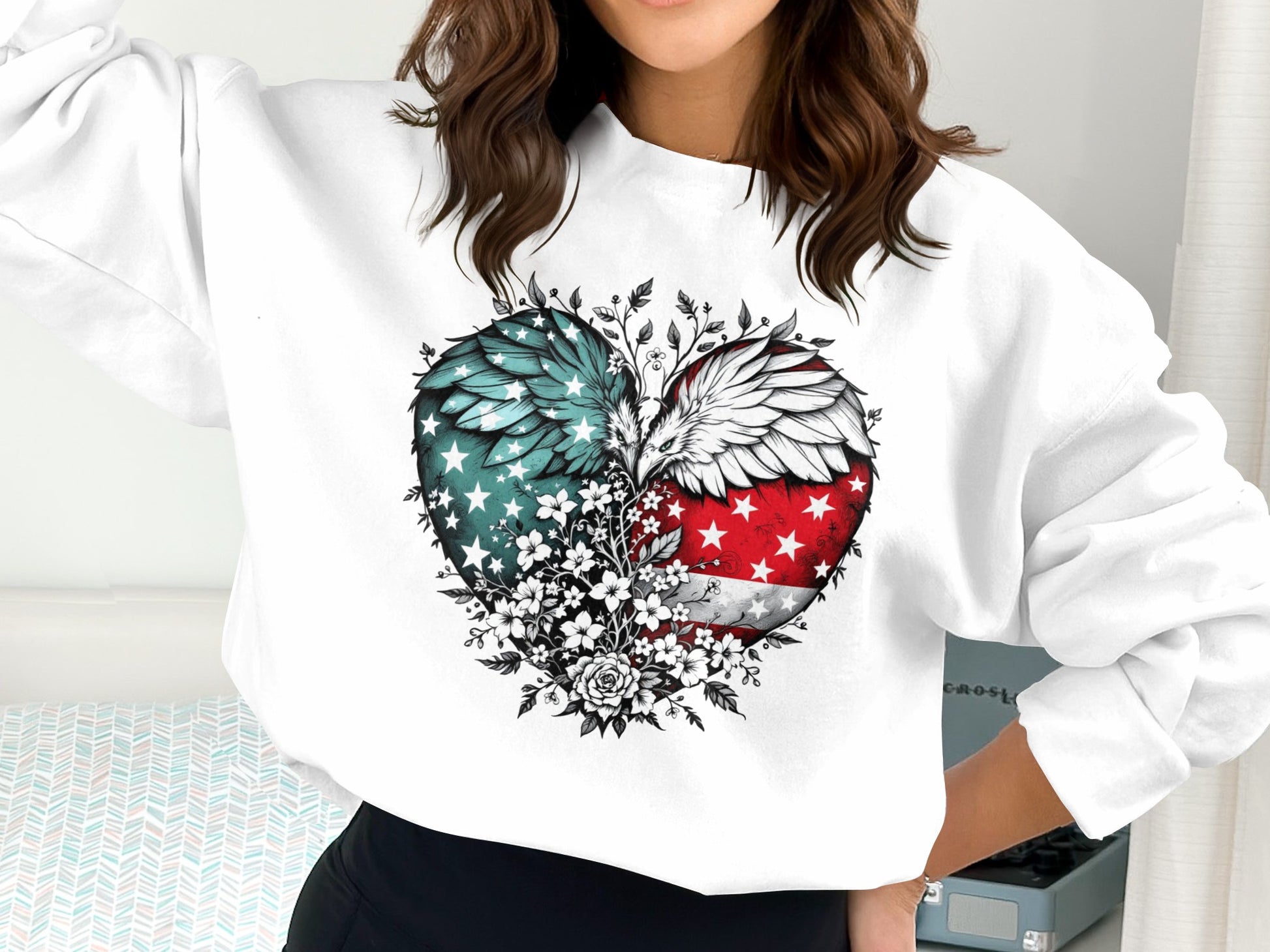 Patriotic Eagle Heart Stars and Stripes Sweatshirt product