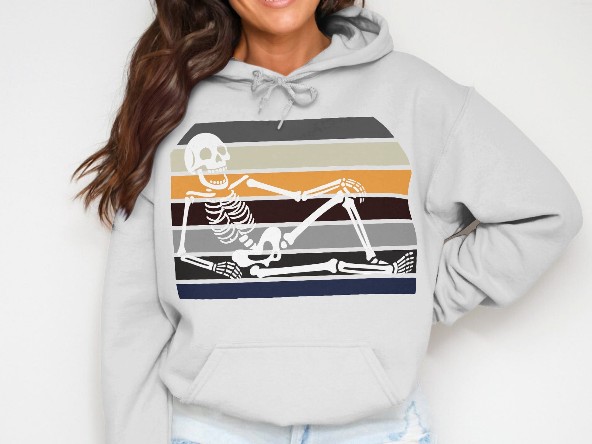 Relaxed Skeleton with Striped Background Hoodie product