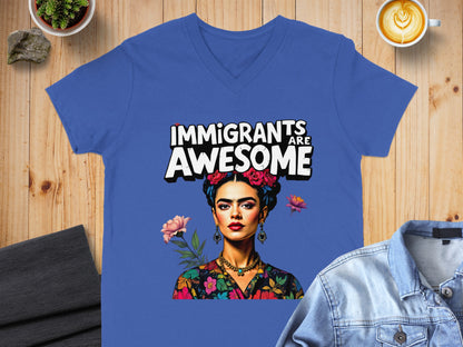 Immigrants Are Awesome V-neck Graphic Tee
