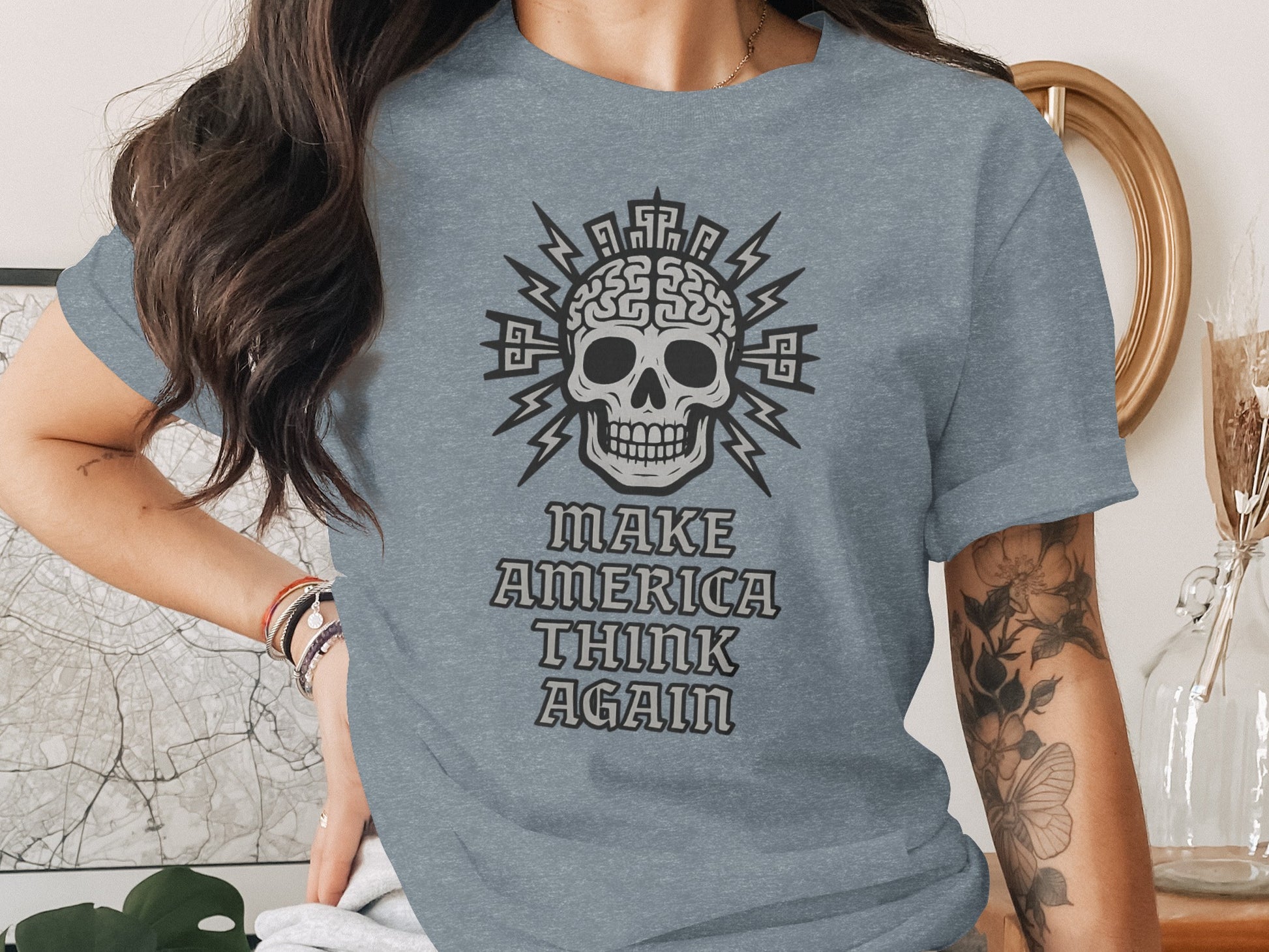 Make America Think Again Skull Graphic Tee