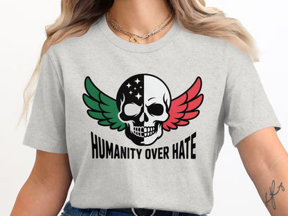 Humanity Over Hate Skull Wings Graphic T-shirt product