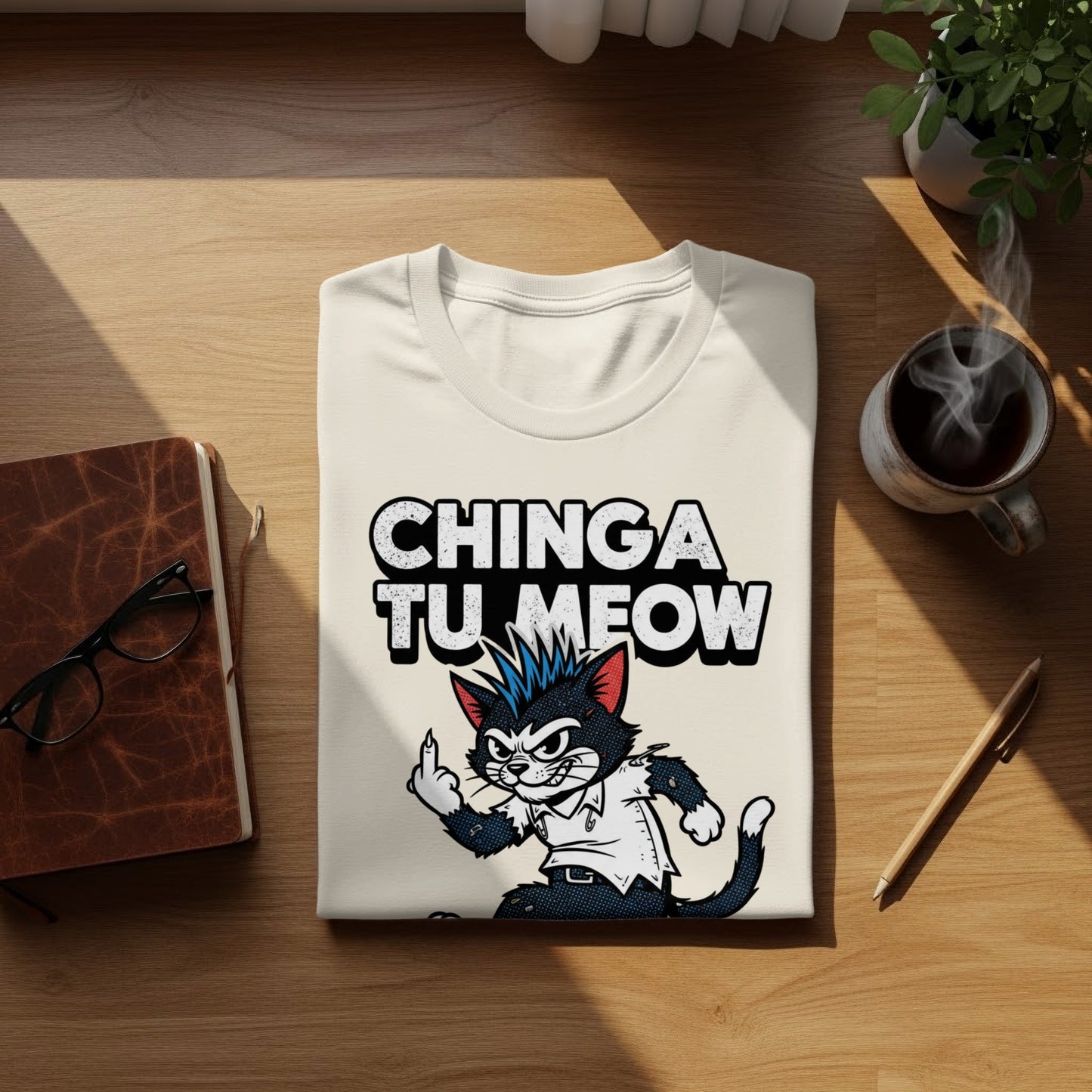 CHINGA TU MEOW Punk Cat Middle Finger Graphic product type