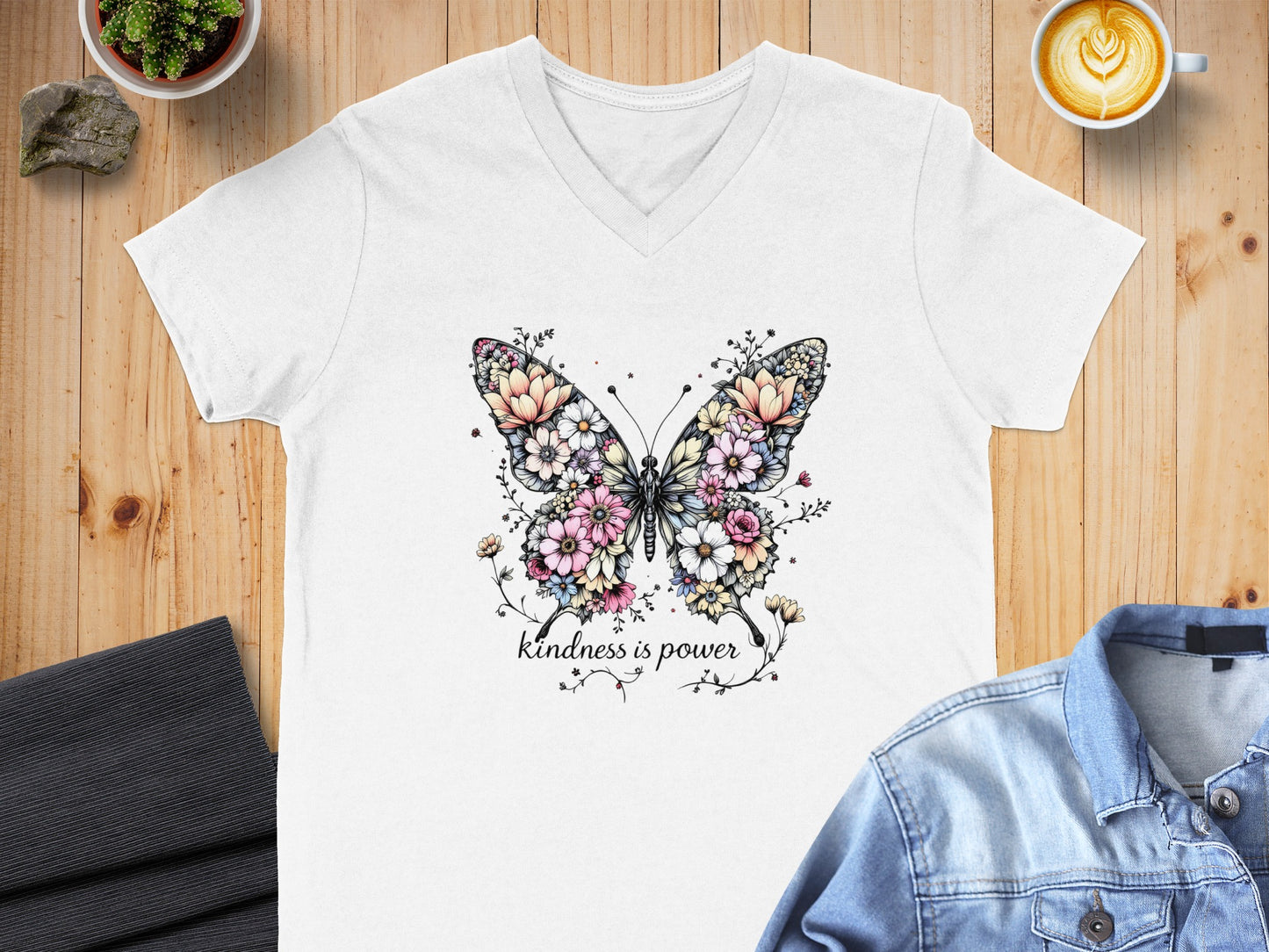 Kindness is Power Floral Butterfly Graphic T-Shirt product type