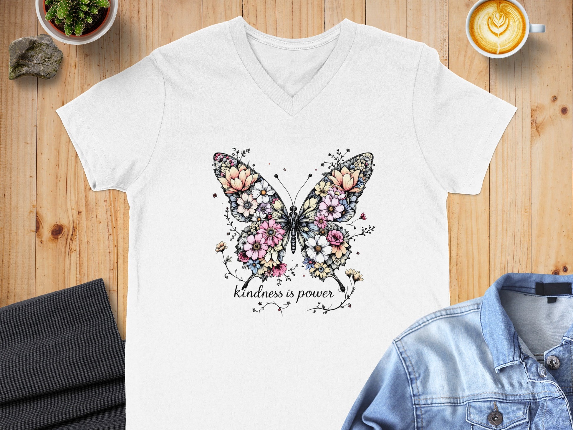 Kindness is Power Floral Butterfly Graphic T-Shirt product type