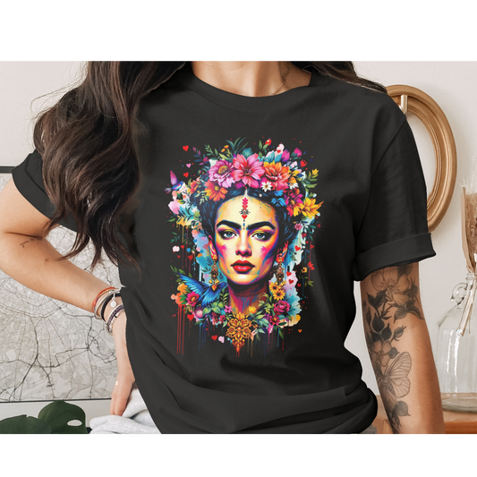 Vibrant Frida Kahlo Inspired Floral Portrait Colorful product type