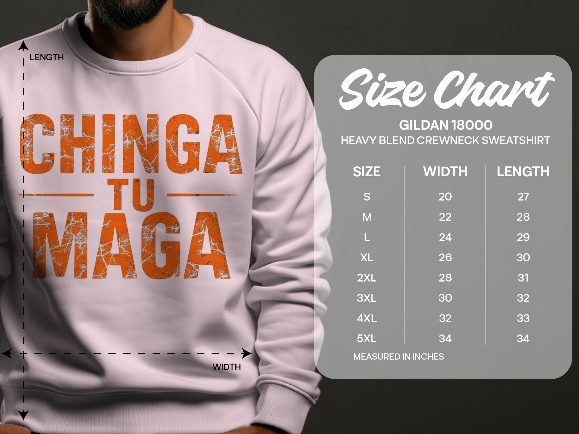 Chinga Tu Maga Print Heavy Blend Crewneck Sweatshirt