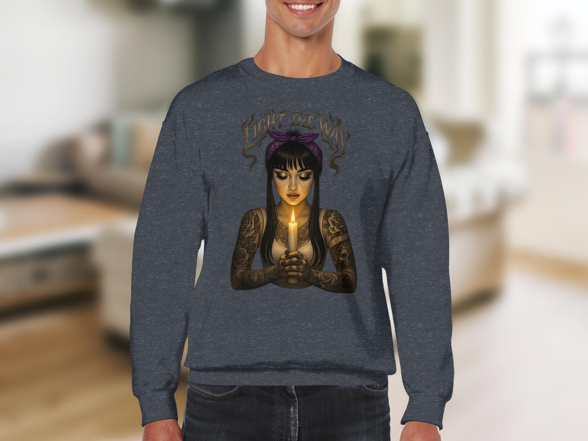 Light The Way Graphic Tattoo Style Sweatshirt product type