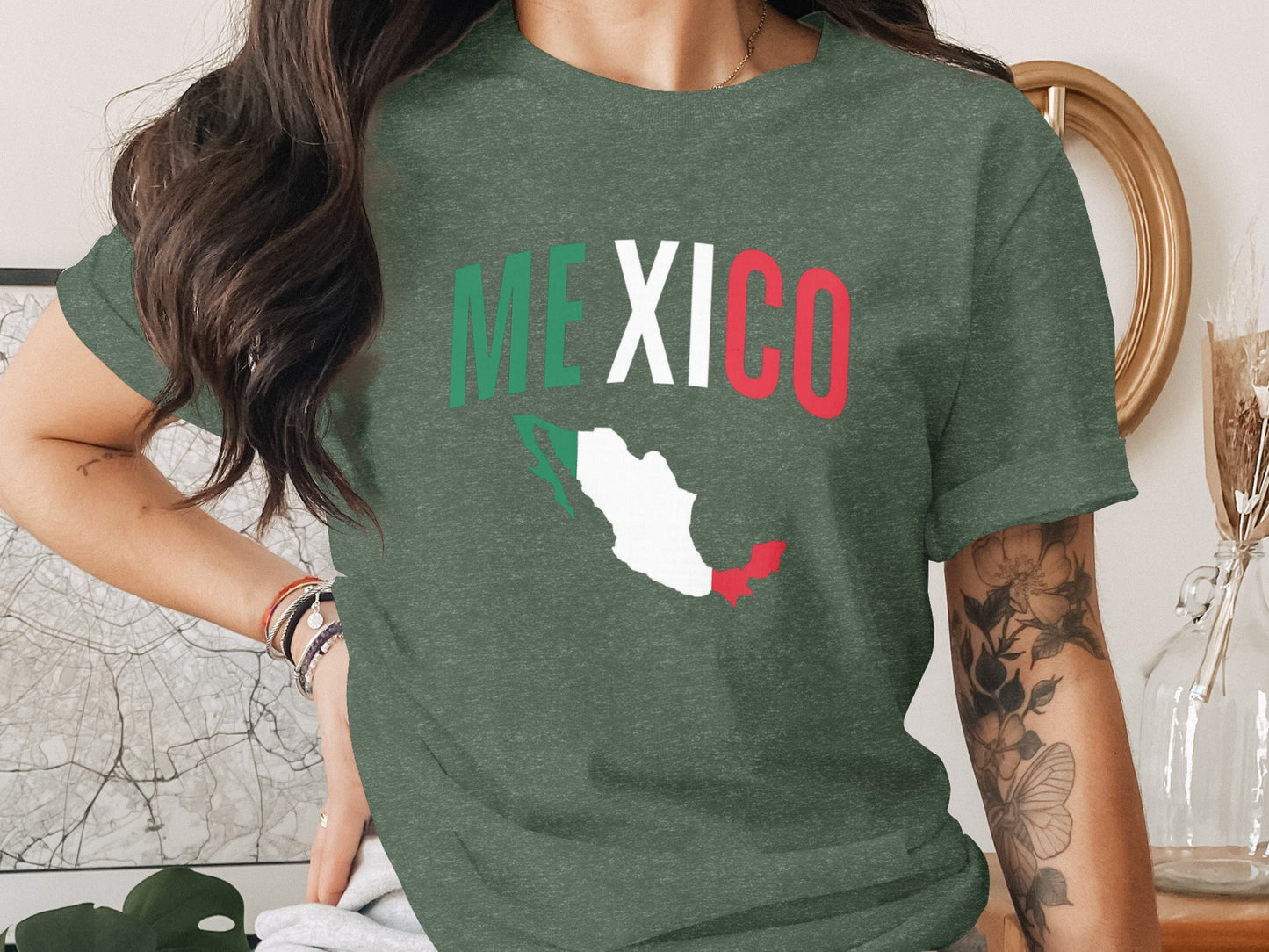 Mexican Map Graphic Tee Patriotic Mexico Themed product