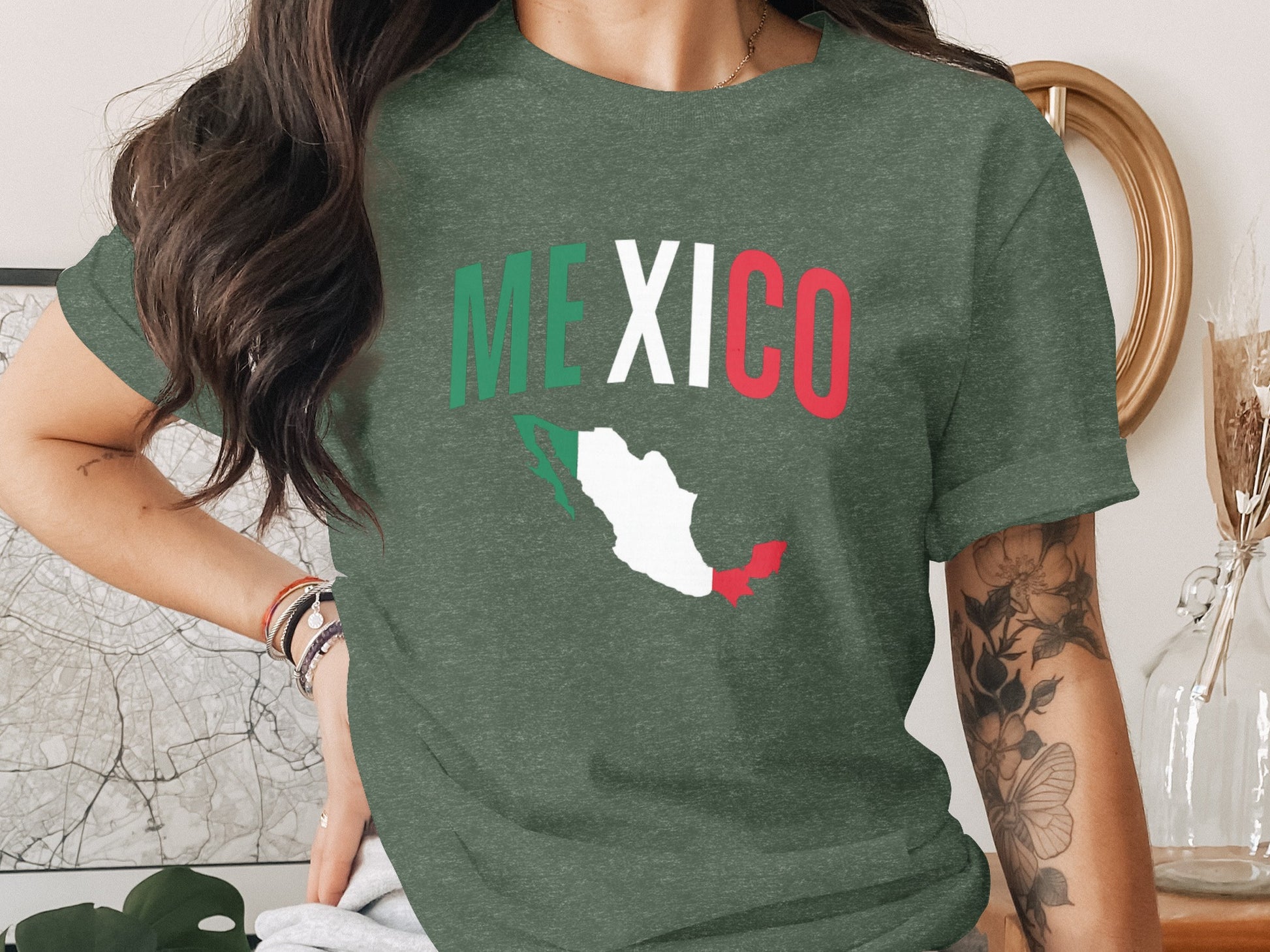 Mexican Map Graphic Tee Patriotic Mexico Themed product