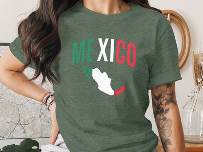 Mexican Map Graphic Tee Patriotic Mexico Themed product