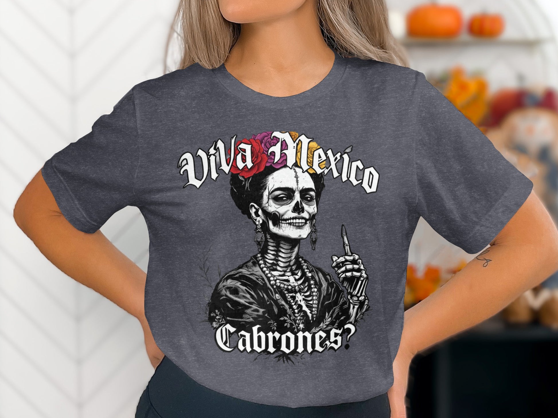 Viva Mexico Cabrones Skull Design T-Shirt product type