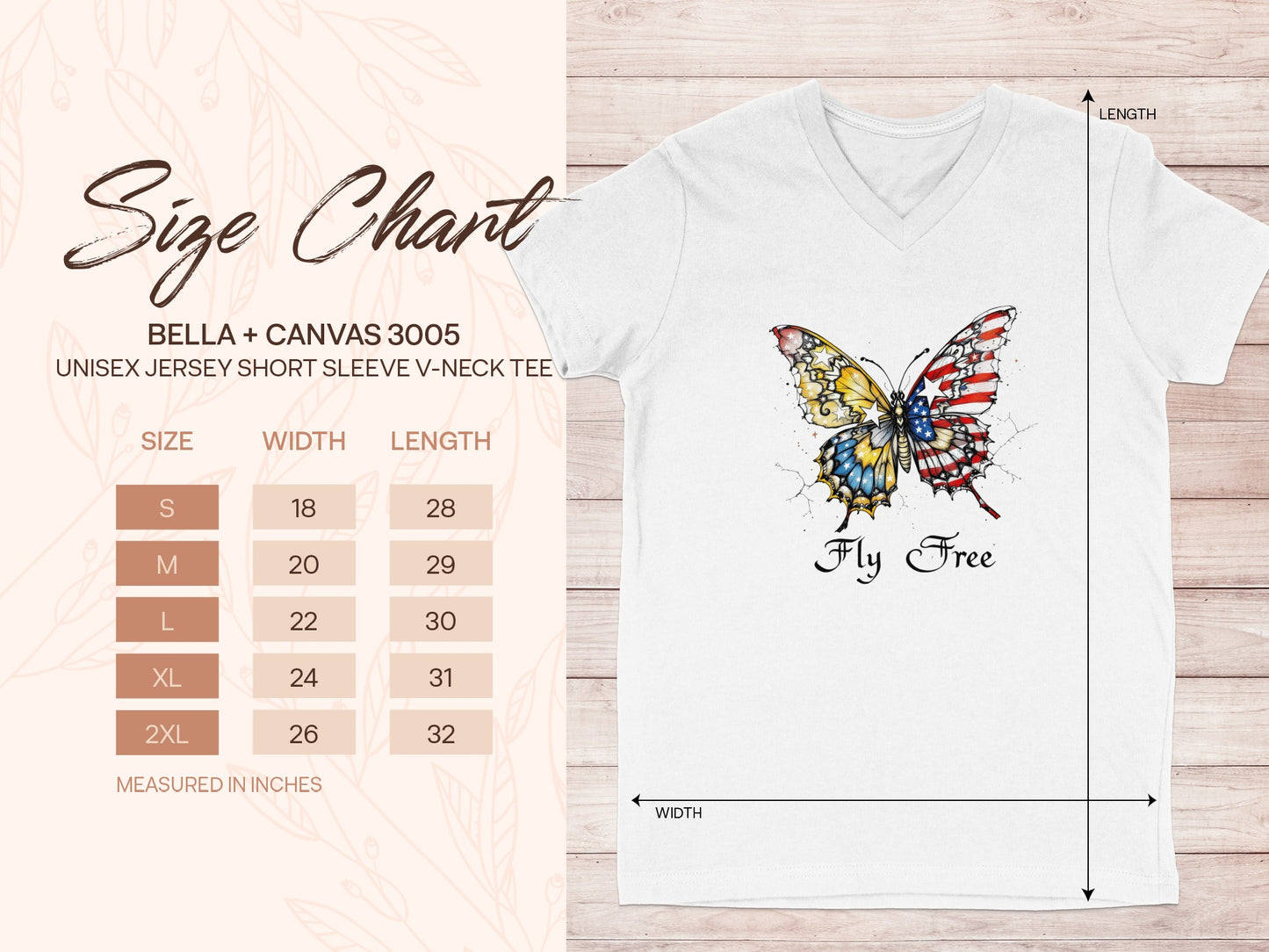 Fly Free Butterfly Design V Neck T Shirt Product