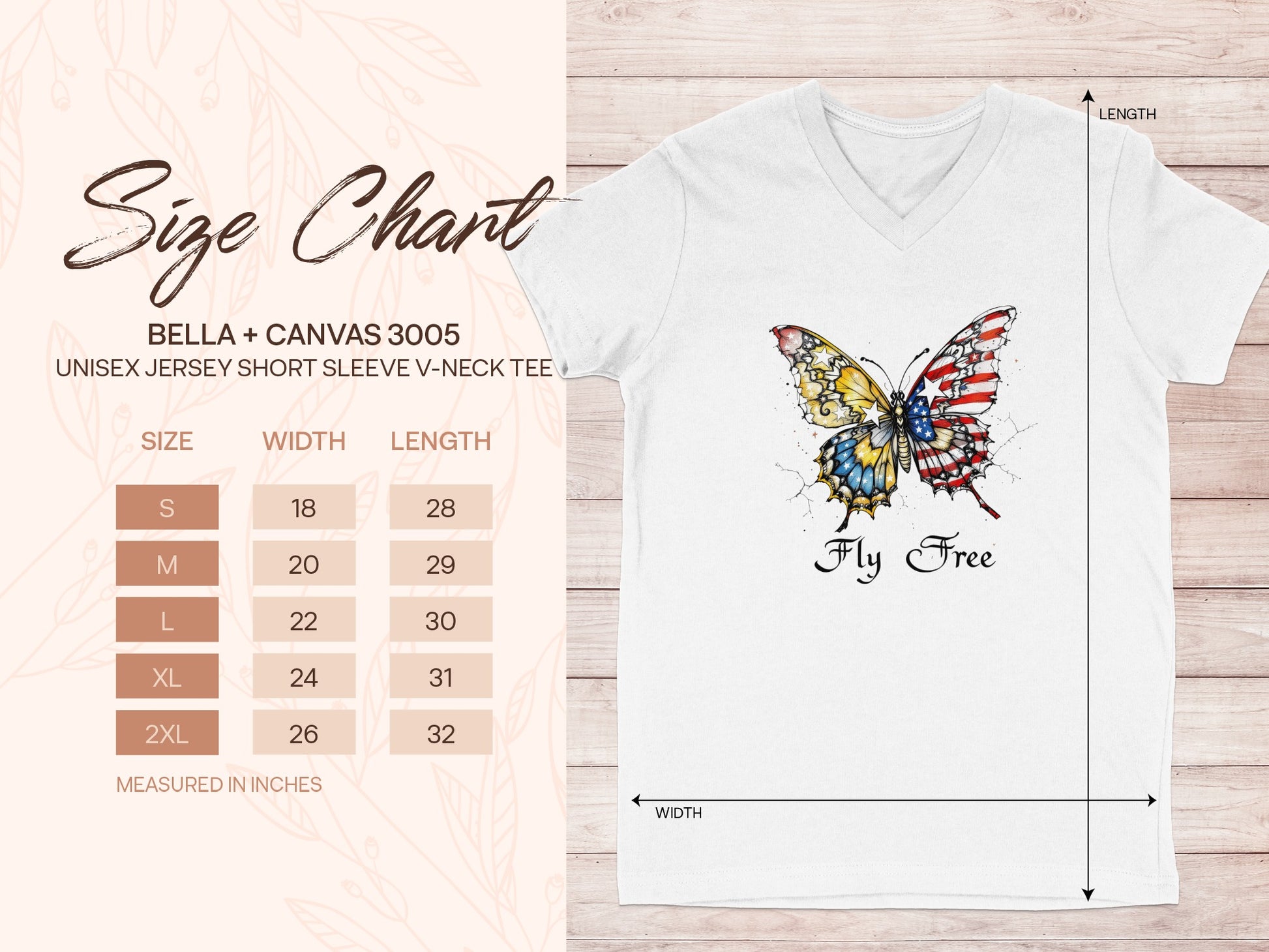 Fly Free Butterfly Design V Neck T Shirt Product