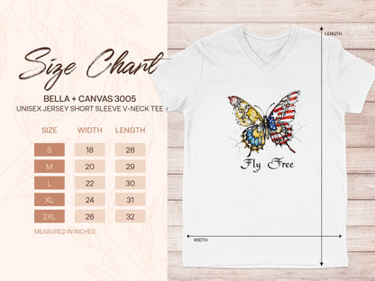 Fly Free Butterfly Design V Neck T Shirt Product