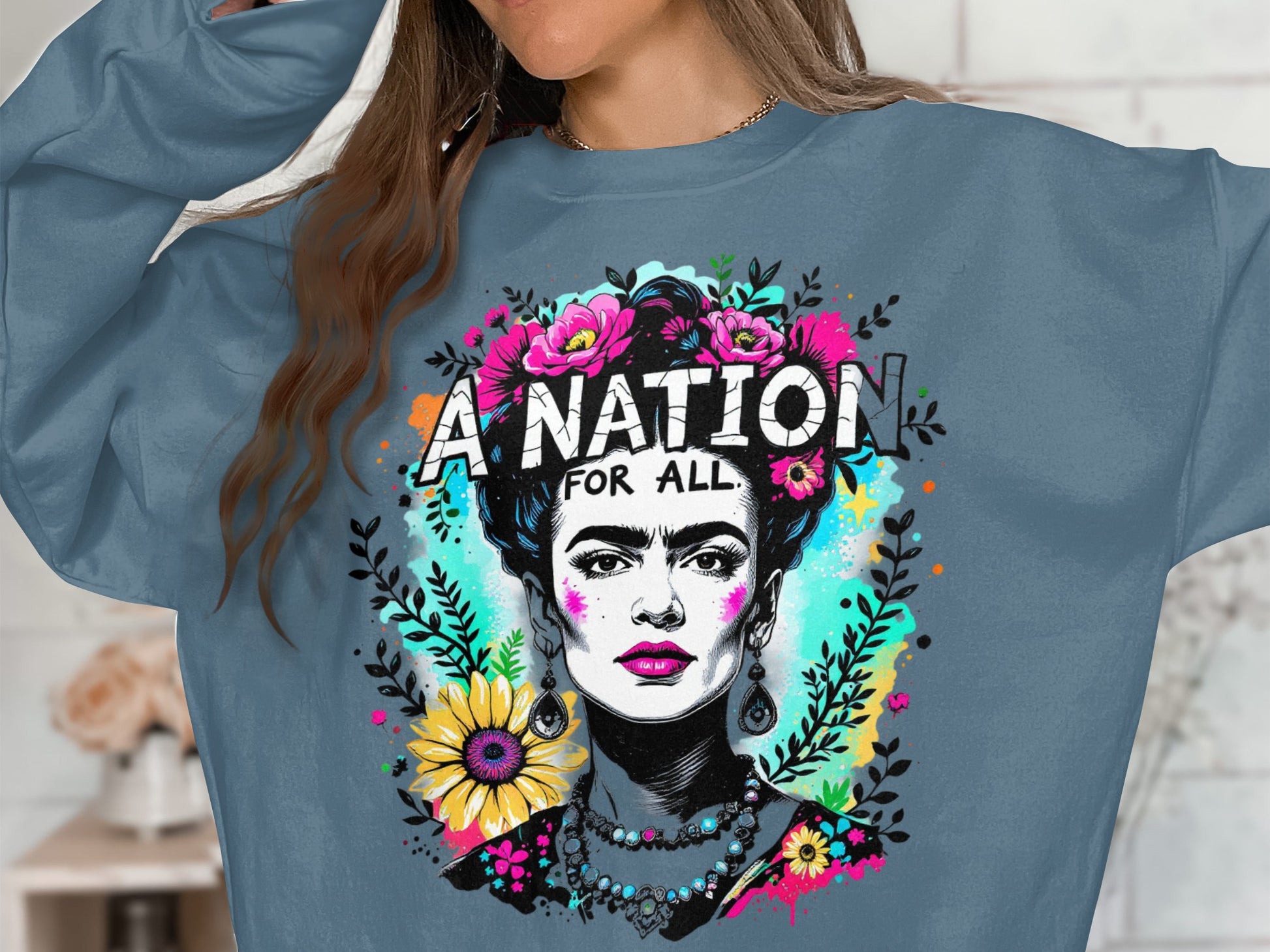A Nation For All Graphic Sweatshirt with Colorful Design