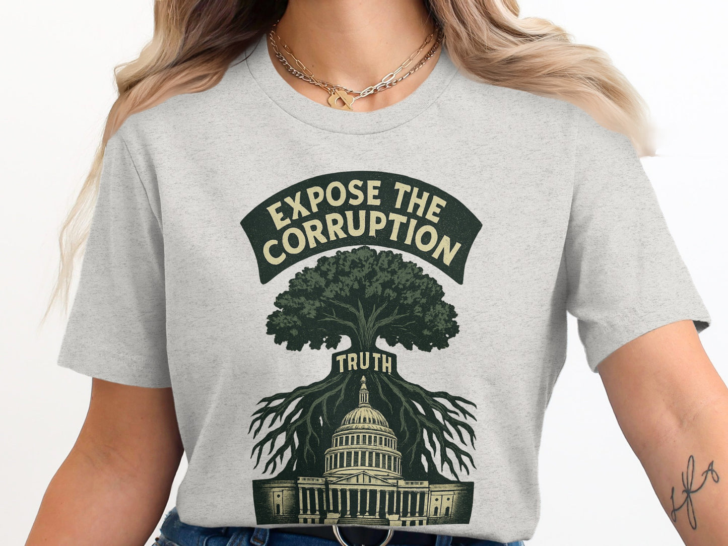 Expose The Corruption Truth Graphic Tee product