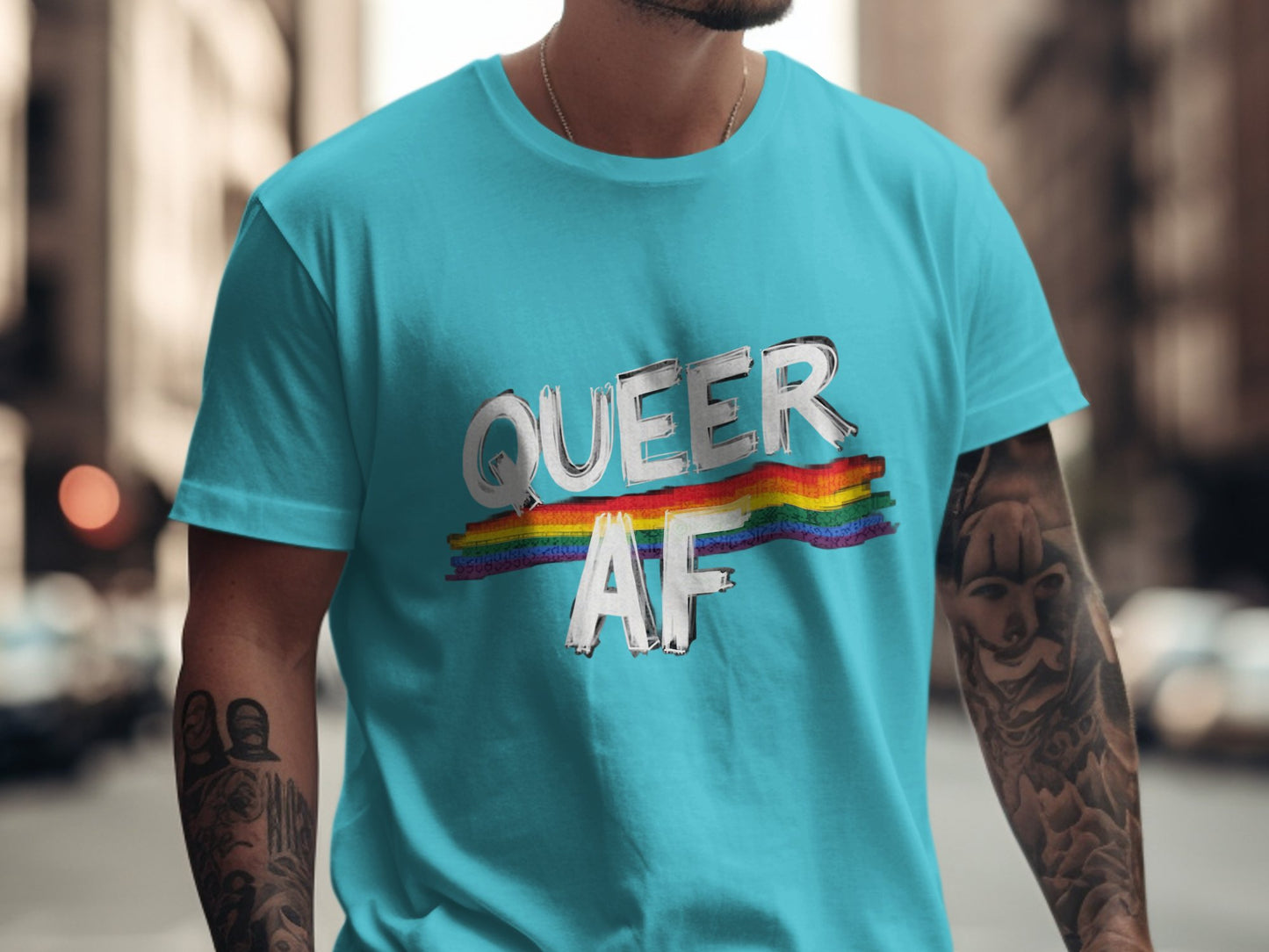 Queer AF Rainbow Graphic Statement T-shirt product type
