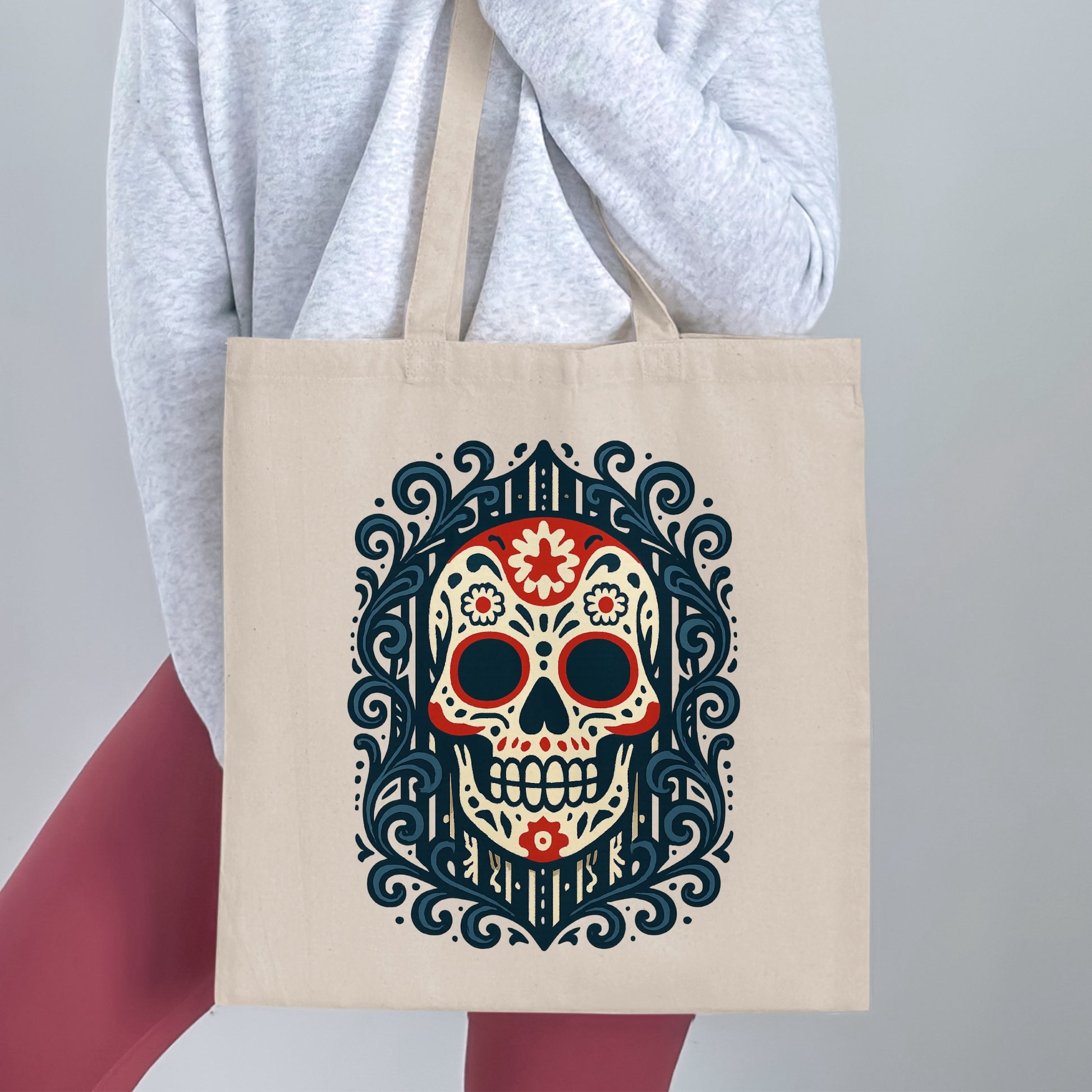Skull Design Tote Bag with Artistic Print Product