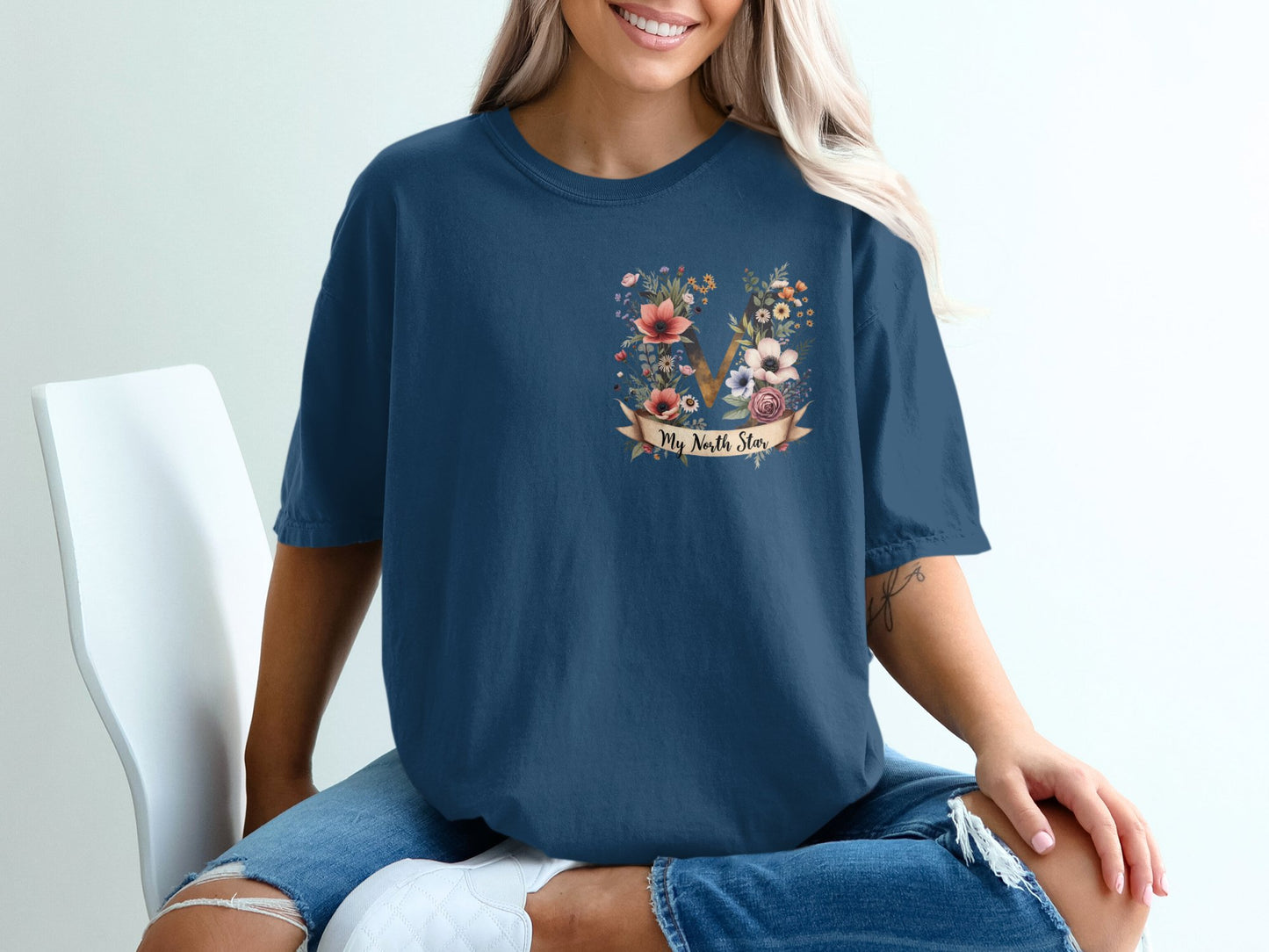 My Motto Stay Positive Blue Graphic Tee product