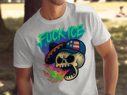 Vibrant Skull with Flames Graphic Printed T-shirt Product