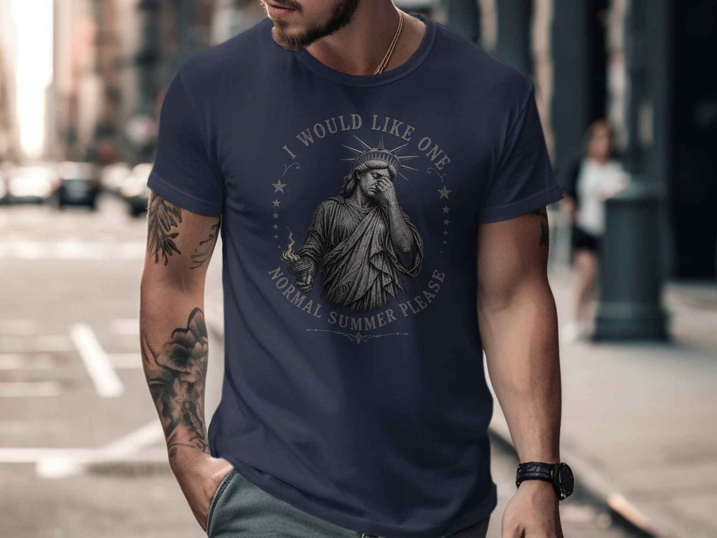 Normal Summer Please Distressed Liberty T-Shirt