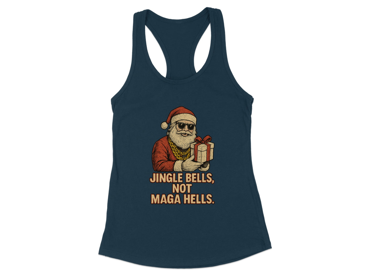Jingle Bells Not Maga Hells Santa Tank Top