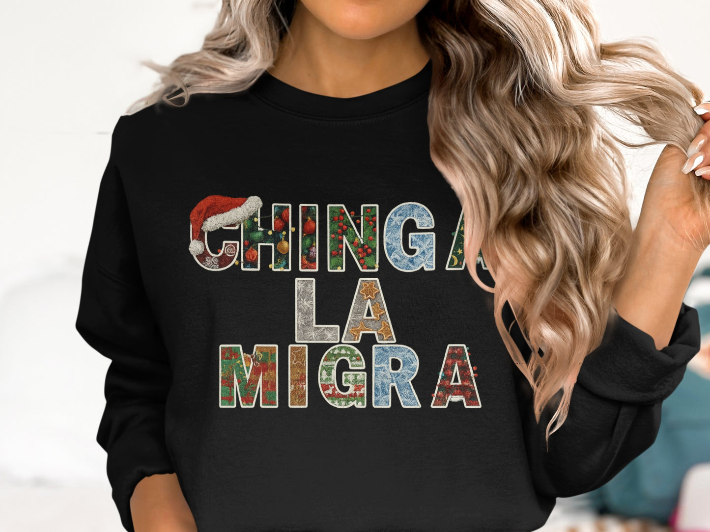 Chinga La Migra Festive Print Graphic Sweatshirt