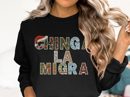 Chinga La Migra Festive Print Graphic Sweatshirt