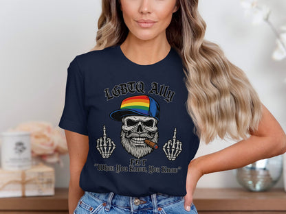 LGBTQ Ally Skull with Rainbow Cap T-shirt product type