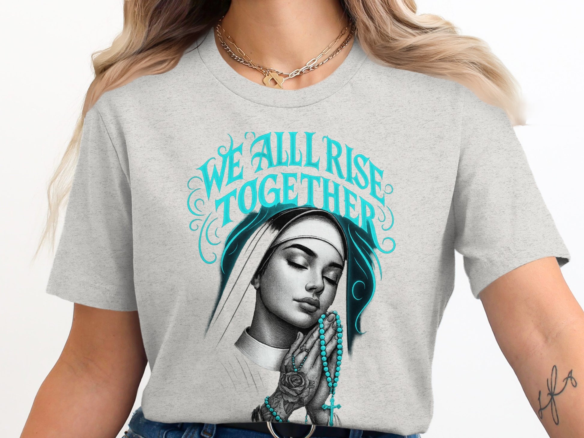 We All Rise Together Praying Nun T-Shirt product