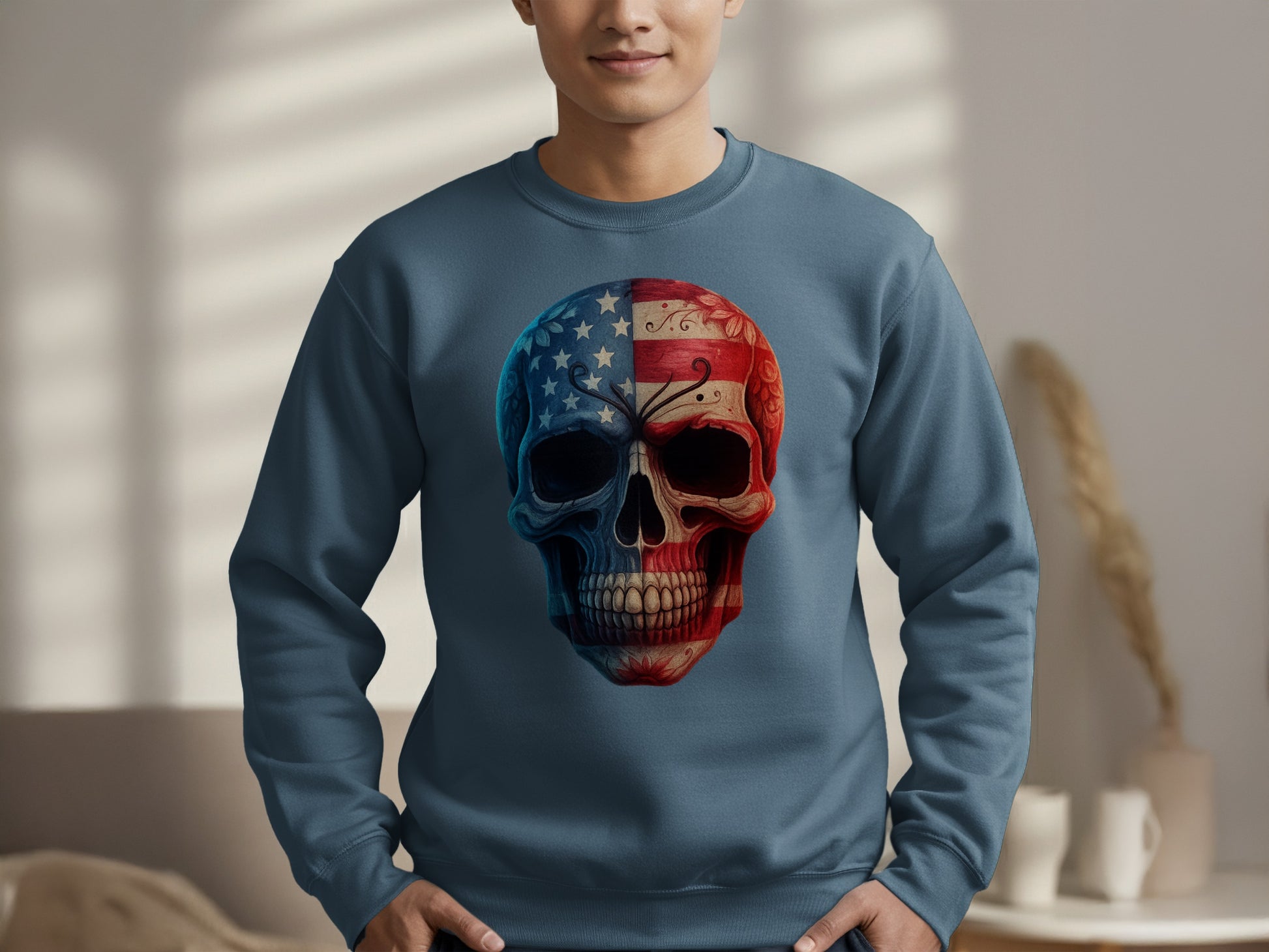 Patriotic American Skull Design Comfortable Sweatshirt product