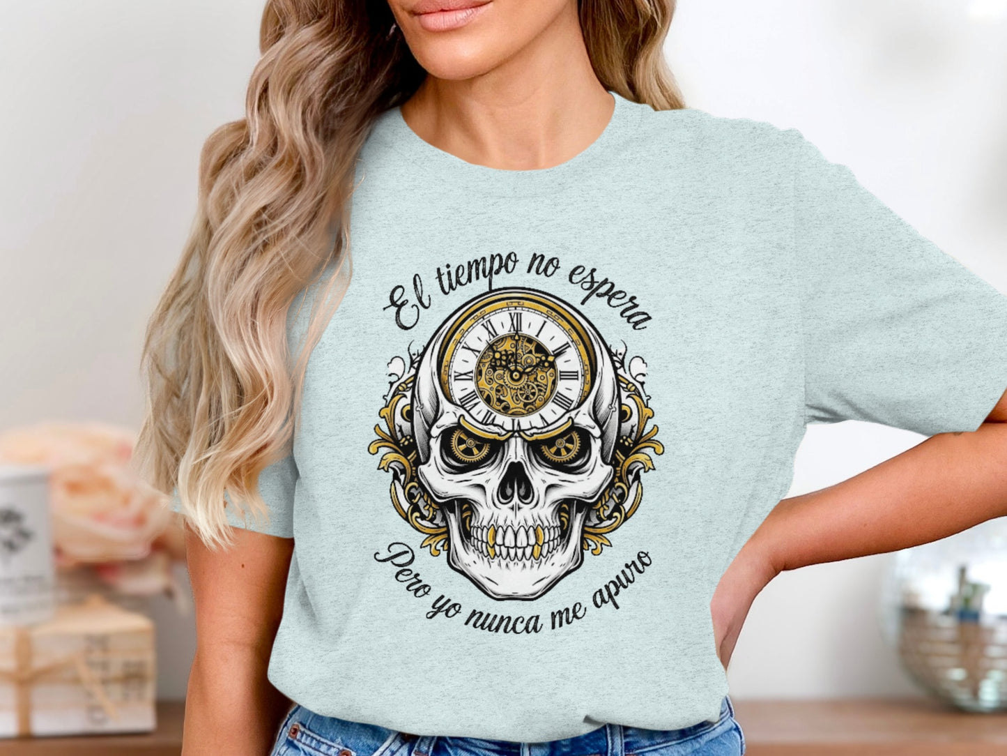 El tiempo no espera skull graphic t-shirt product