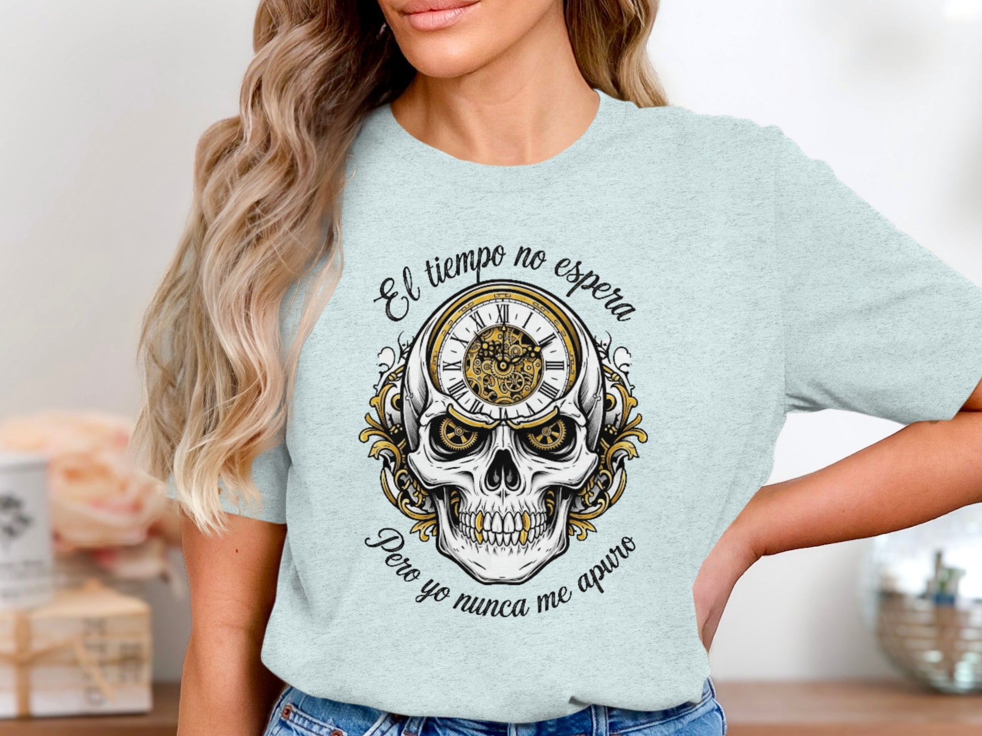 El tiempo no espera skull graphic t-shirt product