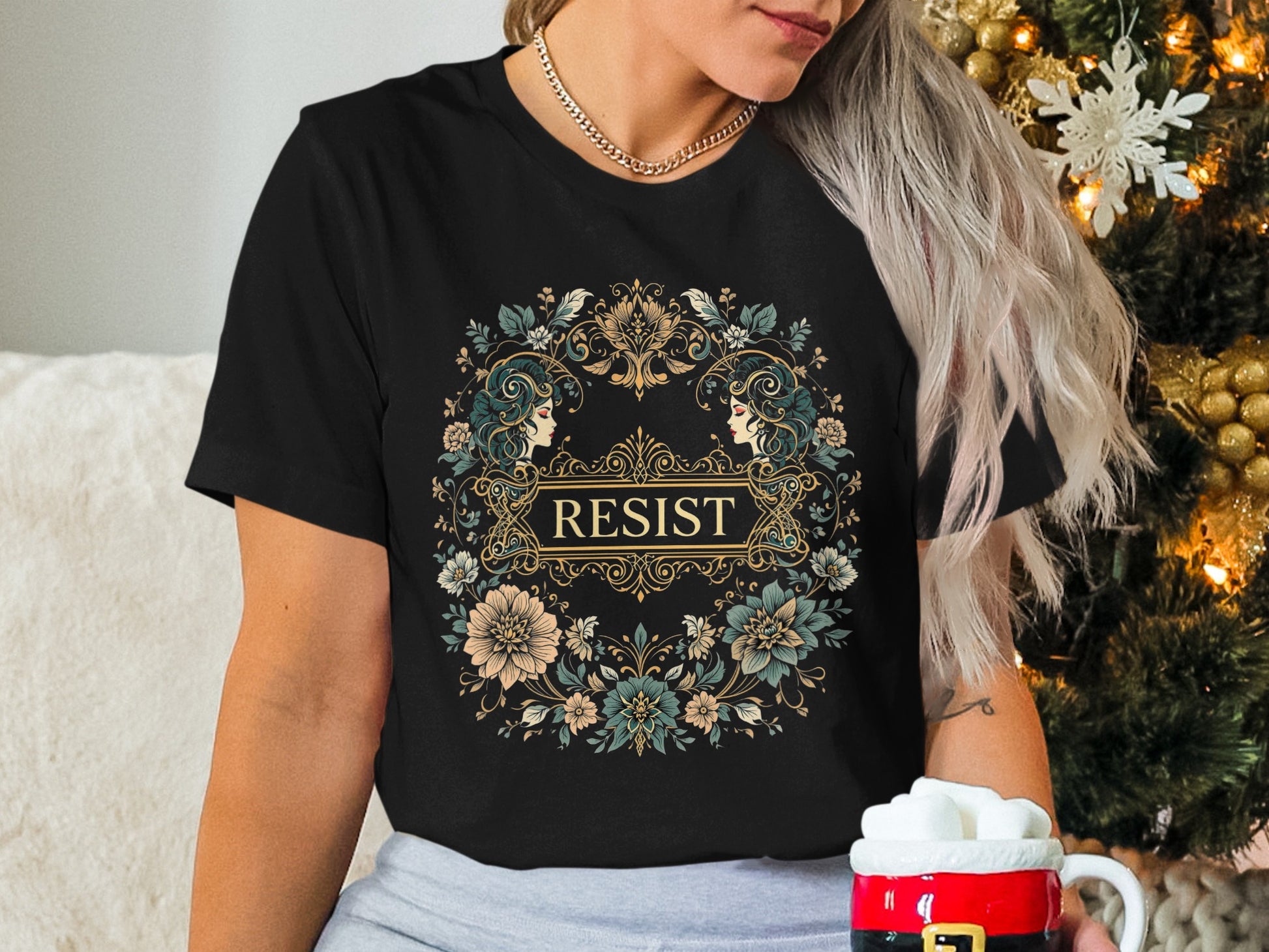 Resist Ornamental Design Graphic Novelty T-Shirt