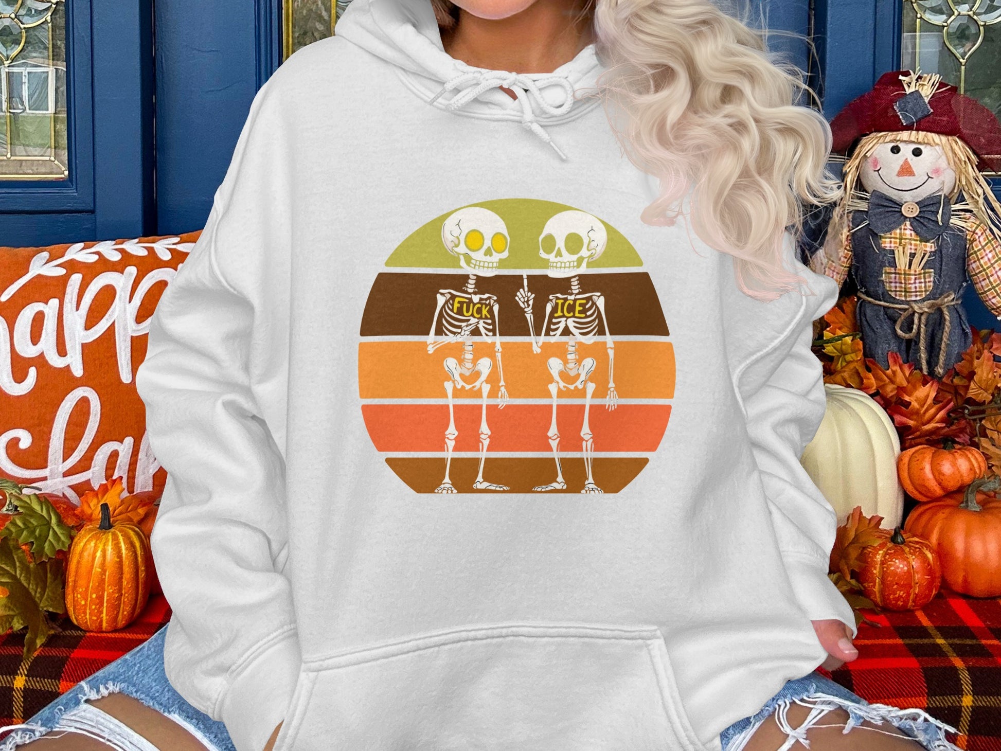 Vintage Skeleton Halloween Graphic Hoodie product