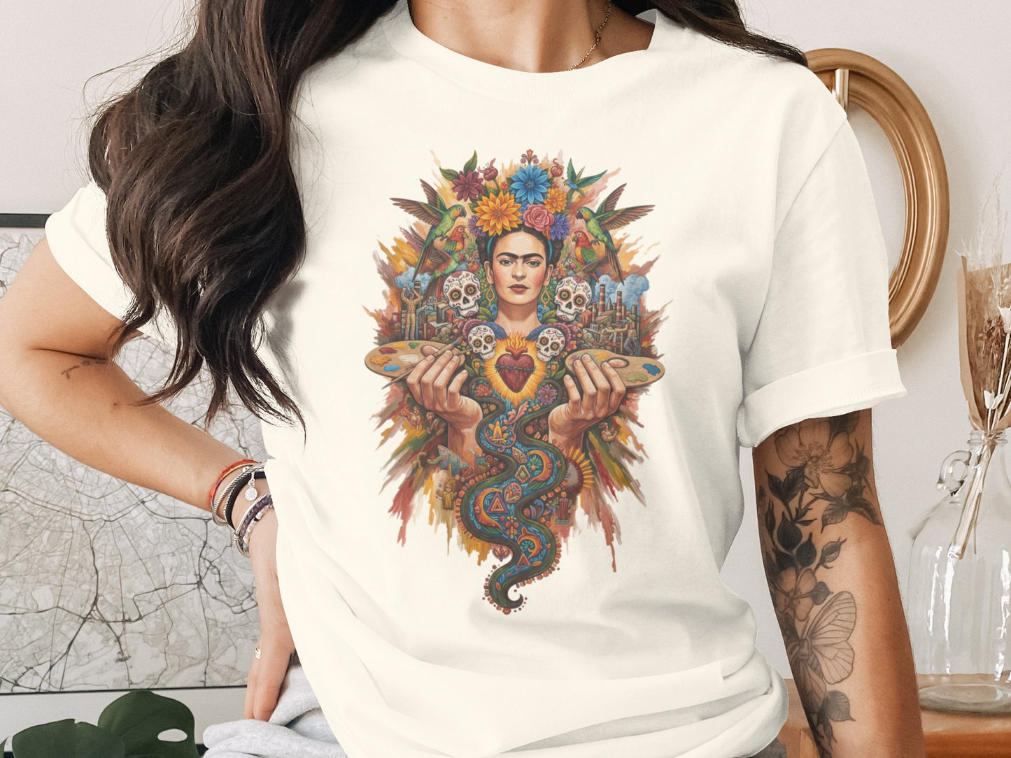 Frida Kahlo Floral Skull Snake Art Vibrant Graphic product type