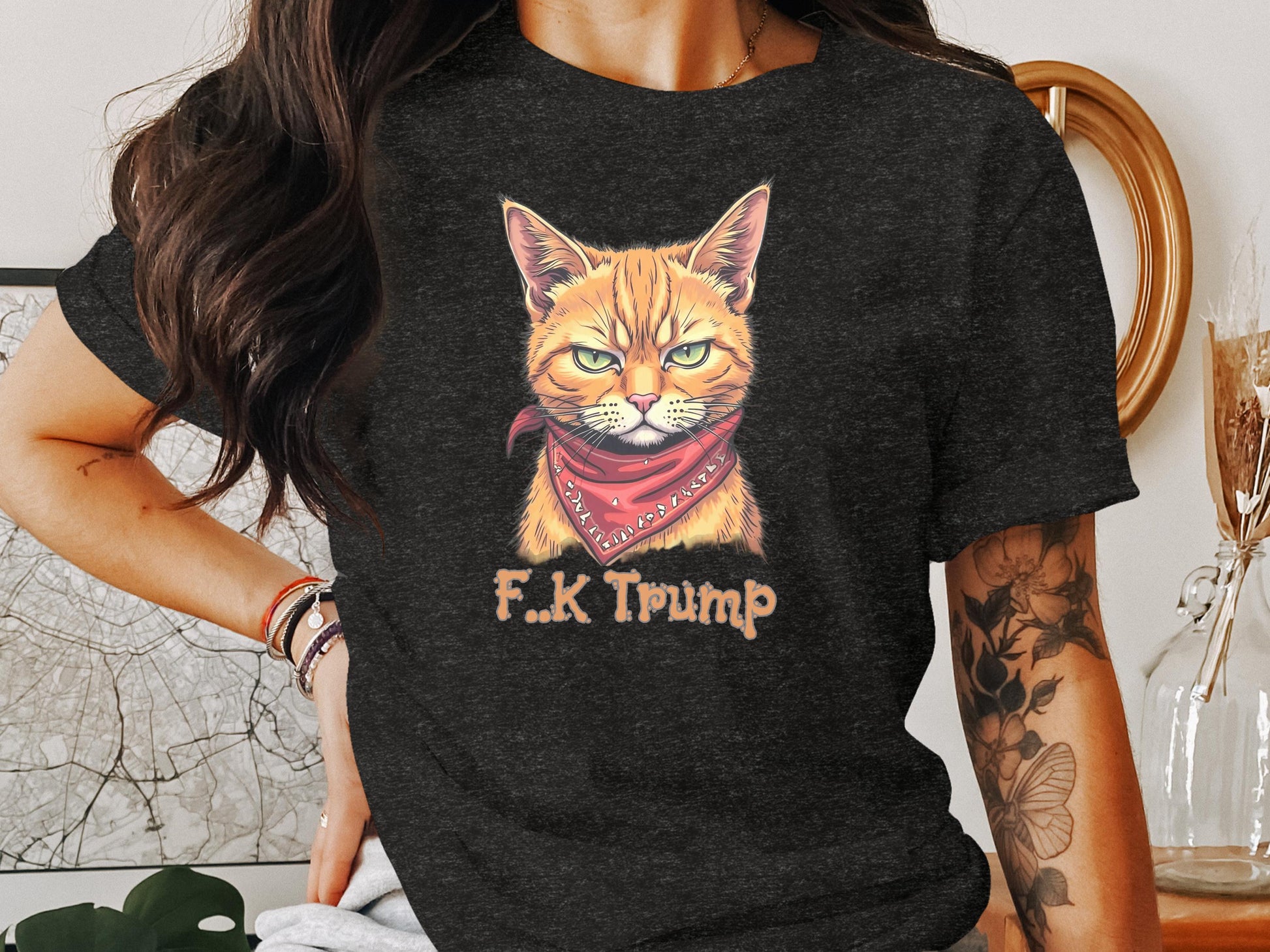 Cat with Bandana and F K Trump Graphic Shirt product