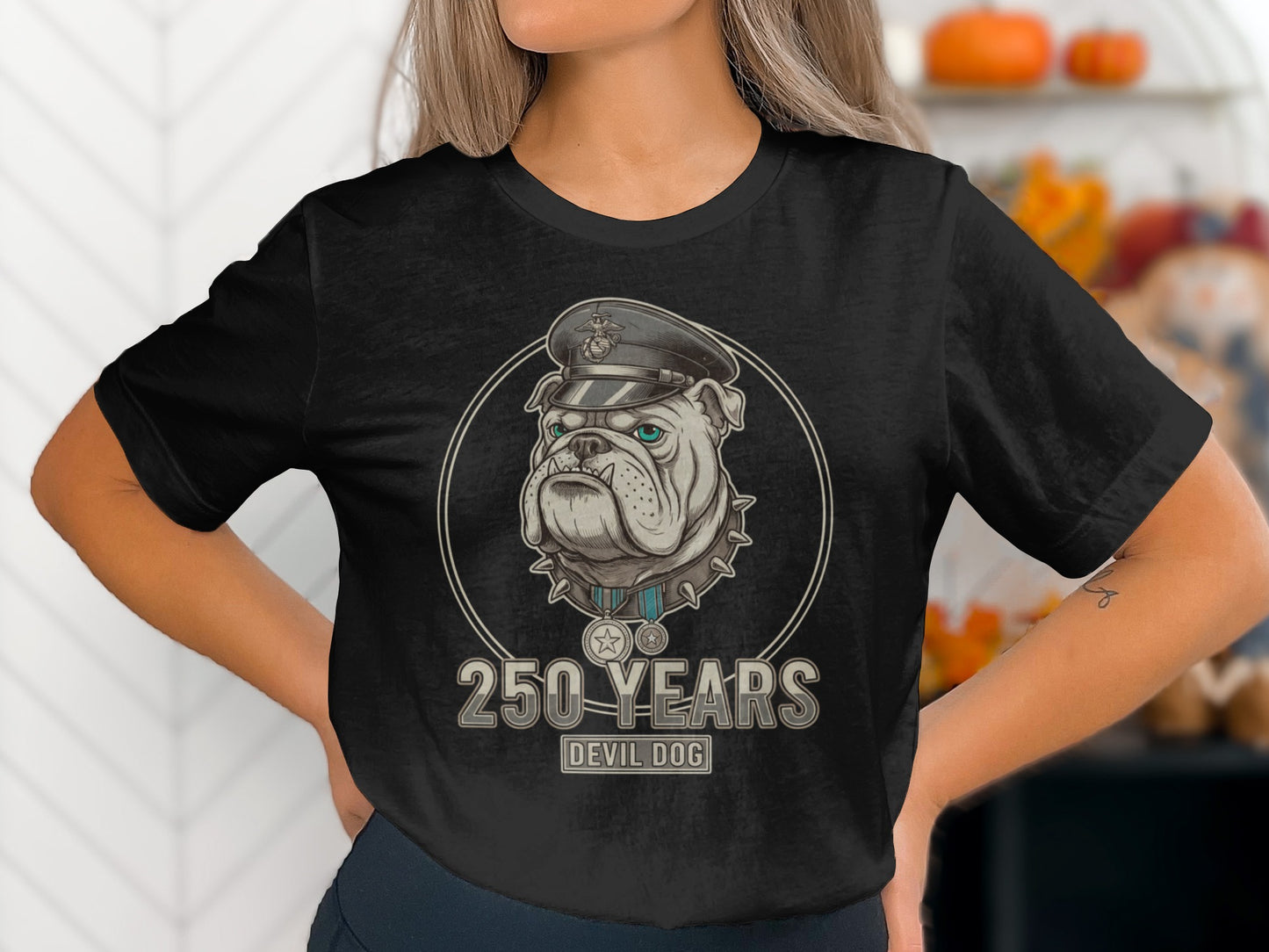 250 Years Devil Dog Graphic Tee for Military Enthusiasts