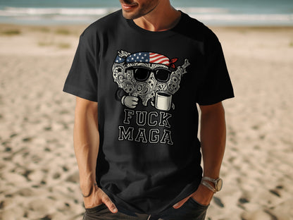 Fuck Maga American Flag Bandana Beard Tshirt product