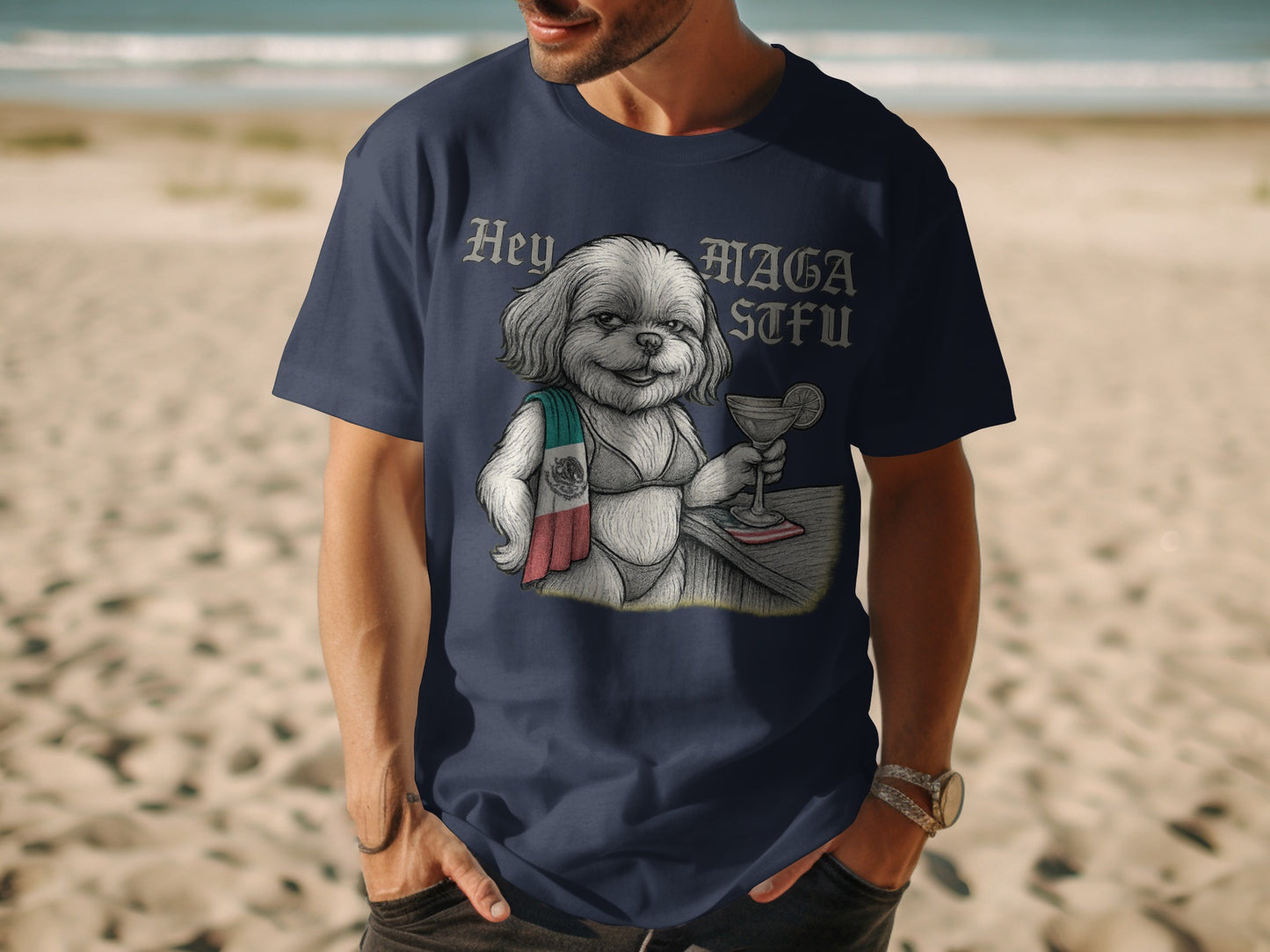 Hey Maga Sufu Dog with Cocktail T-shirt product