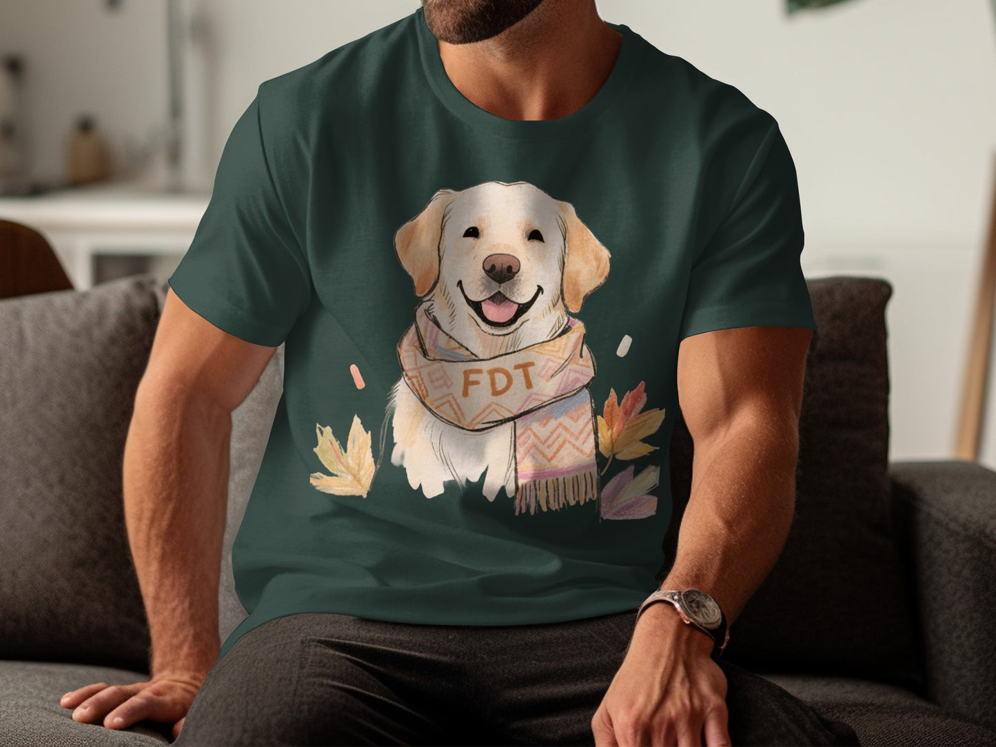 Adorable Dog with Scarf Design Casual T-Shirt