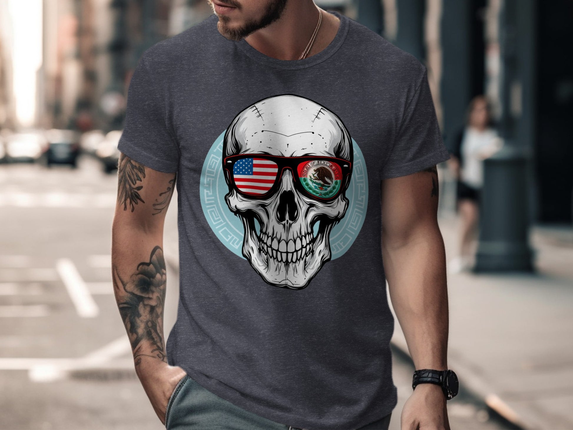 Patriotic Skull with Sunglasses Graphic T-Shirt product