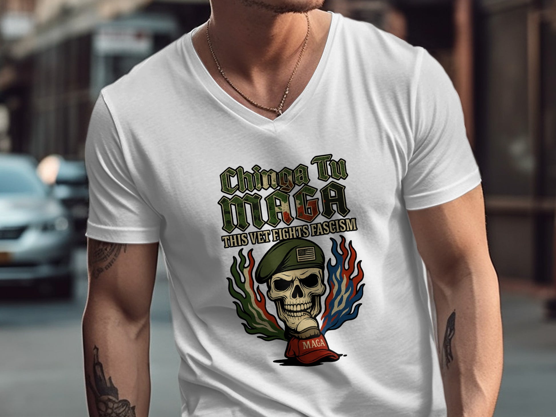Chinga Tu MAGA This Vet Fights Fascism T-Shirt product