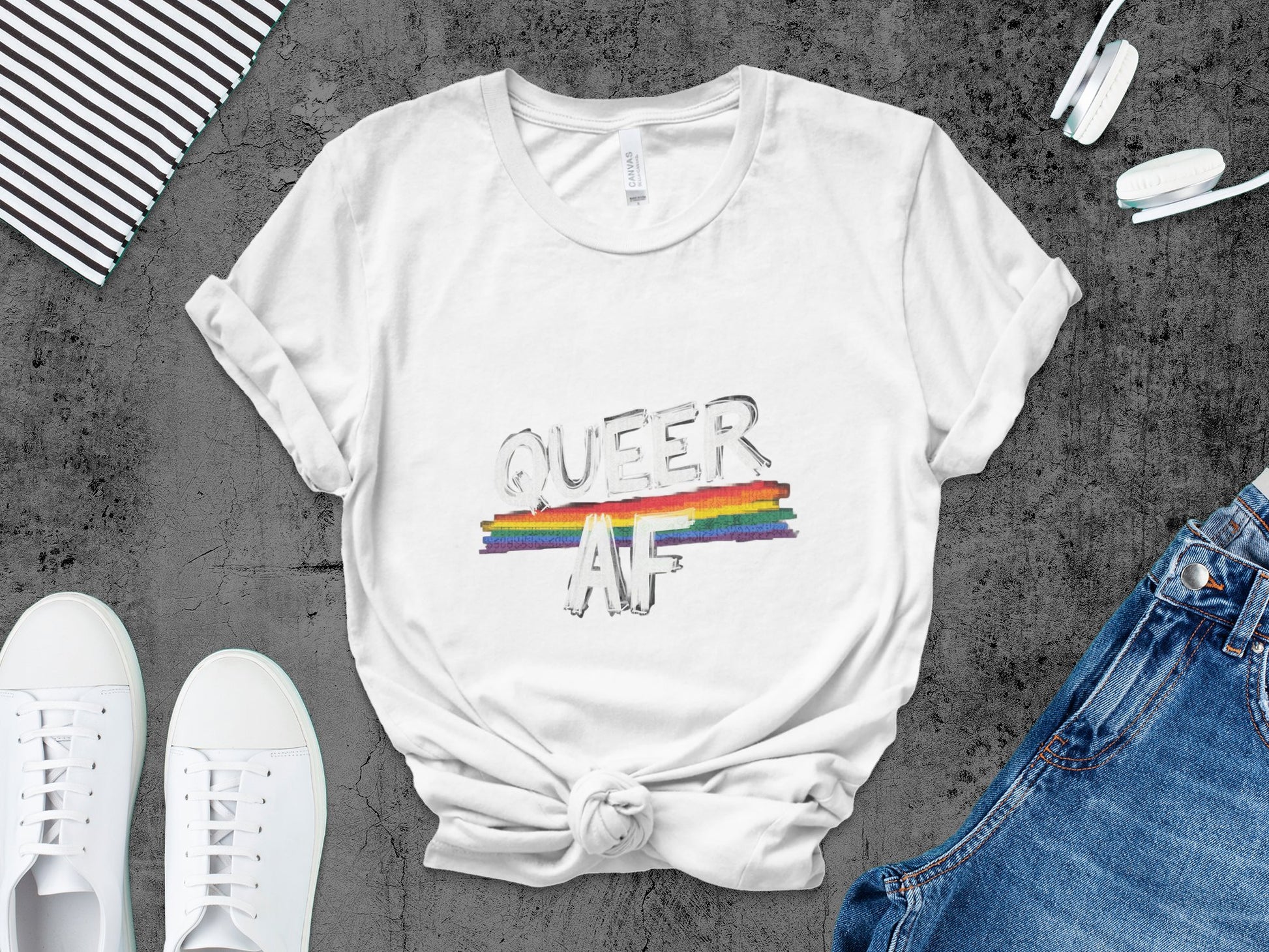 Queer AF Colorful Rainbow Design T-Shirt product