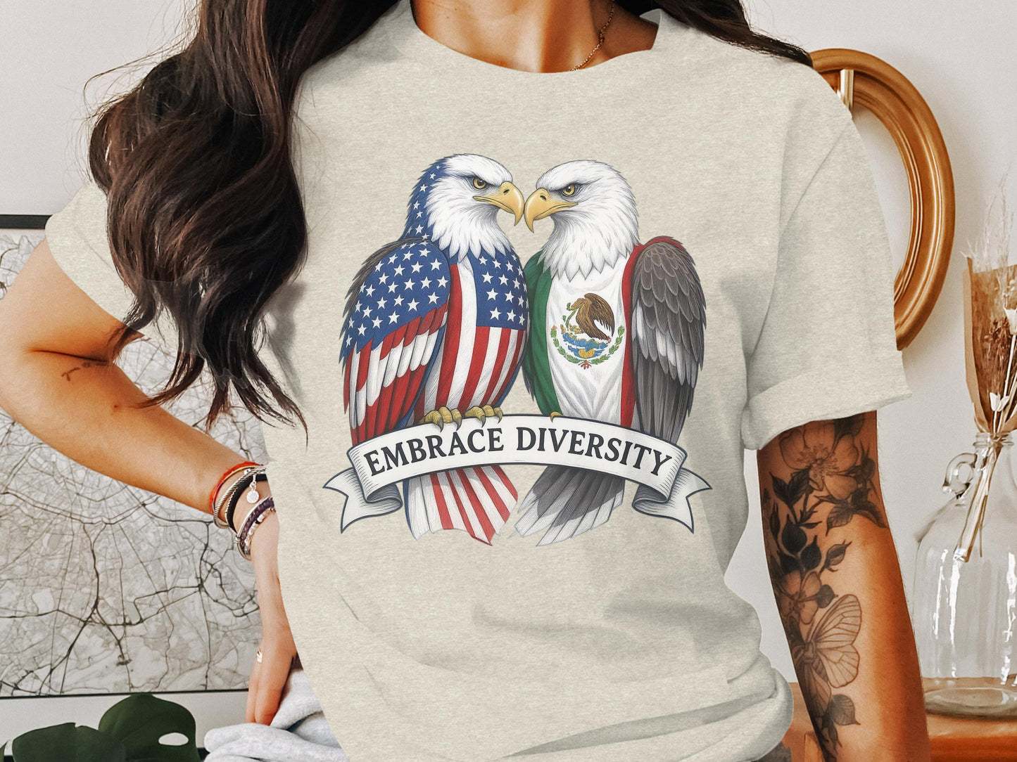 Embrace Diversity Two Eagles Graphic Design T-shirt product