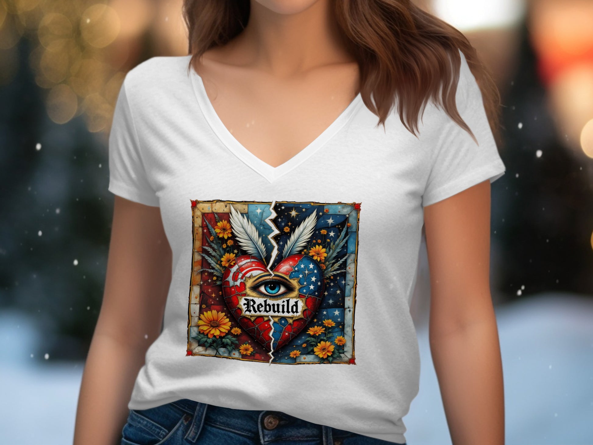 Rebuild Heart Eye Design with Wings T-Shirt product